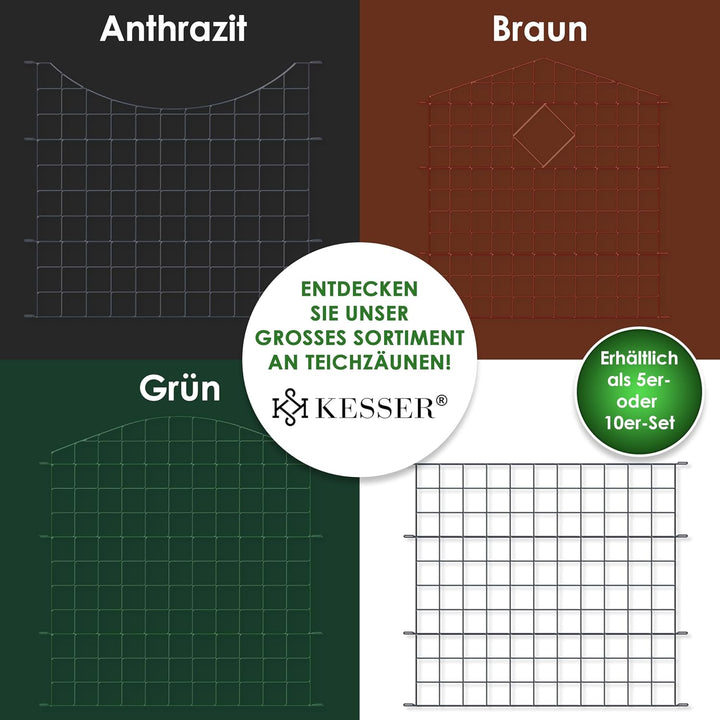 KESSER® Teichzaun Gartenzaun Steckzaun Komplettset Metall 5x Oberbogen Rund Inkl. Handschuhe, 1x Ham