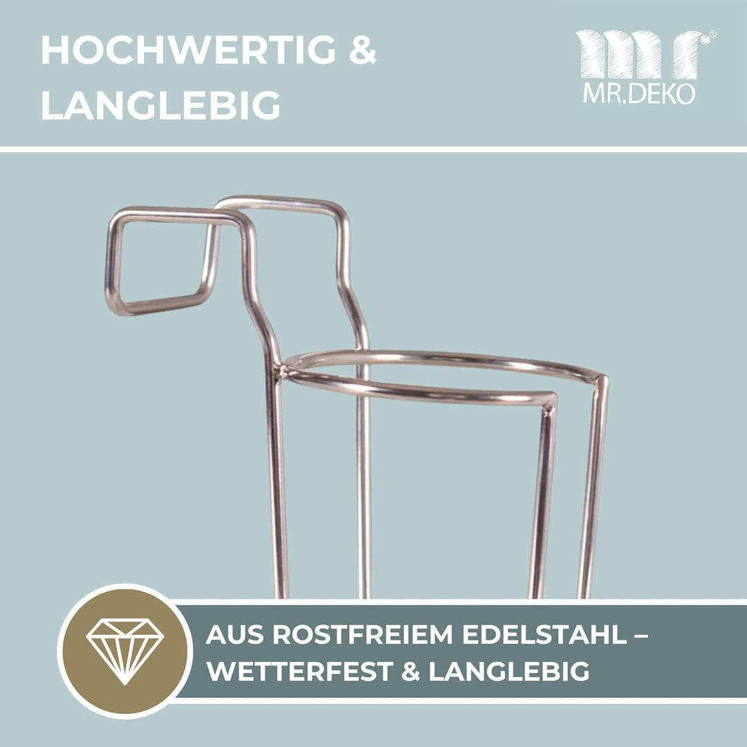 Getränkehalter für Strandkörbe - Edelstahl Halter für Gläser & Becher - Flaschenhalter für Champagne