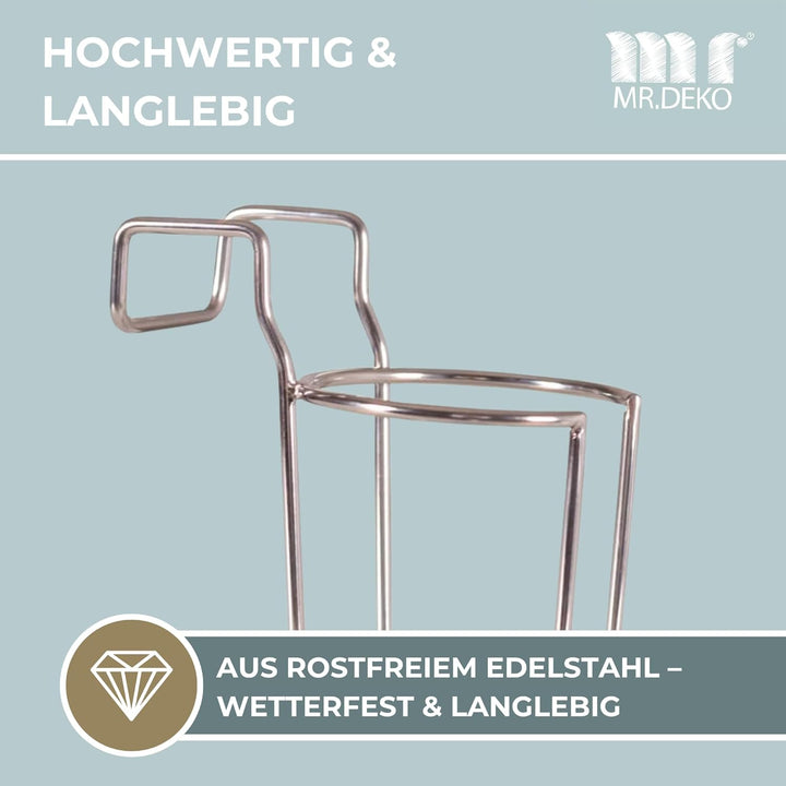 Getränkehalter für Strandkörbe - Edelstahl Halter für Gläser & Becher - Flaschenhalter für Champagne
