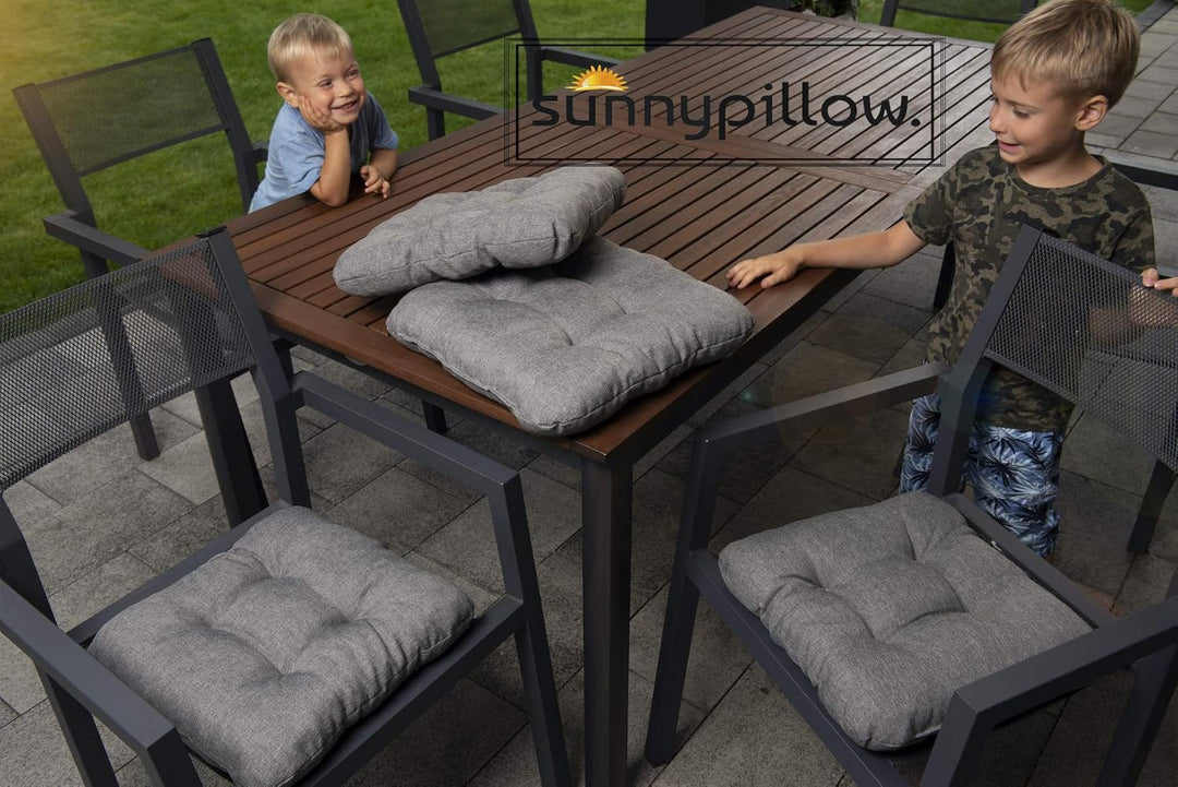 sunnypillow 4er Set Stuhlkissen 45x45 cm Bequeme 8cm Polsterauflage Auflage für Stühle/Bänke in Haus