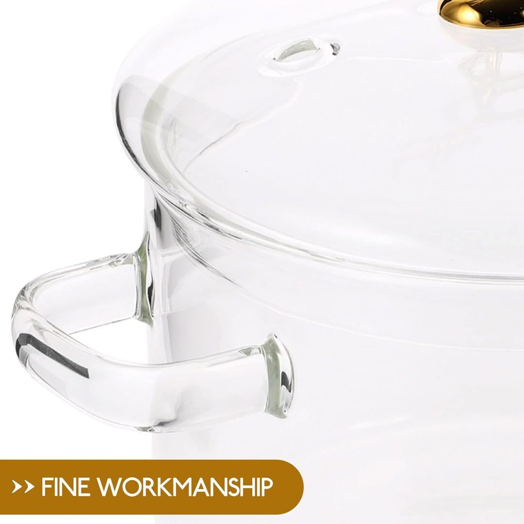 MAGICLULU Glastopf Mit Deckel 3L Borosilikatglas Suppentopf Transparent Kochtopf Mit Hitzebeständige