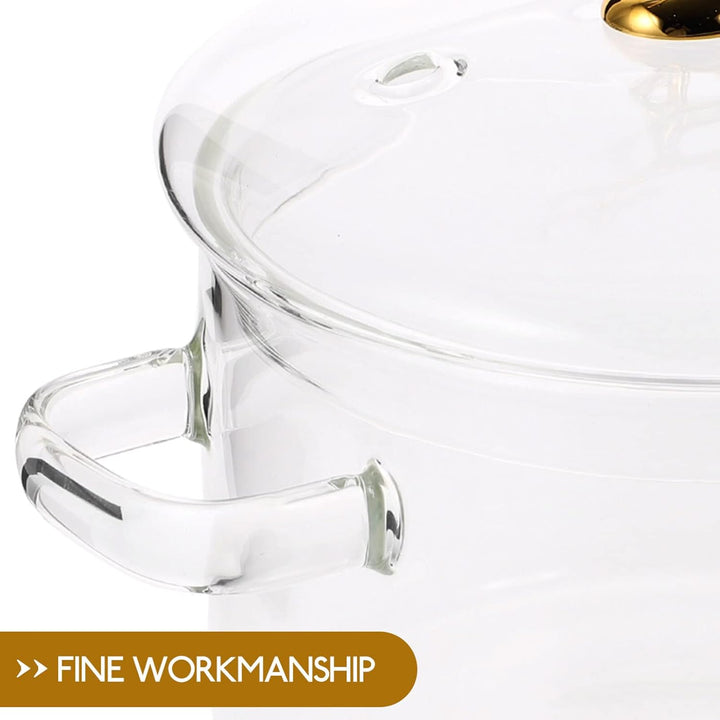 MAGICLULU Glastopf Mit Deckel 3L Borosilikatglas Suppentopf Transparent Kochtopf Mit Hitzebeständige