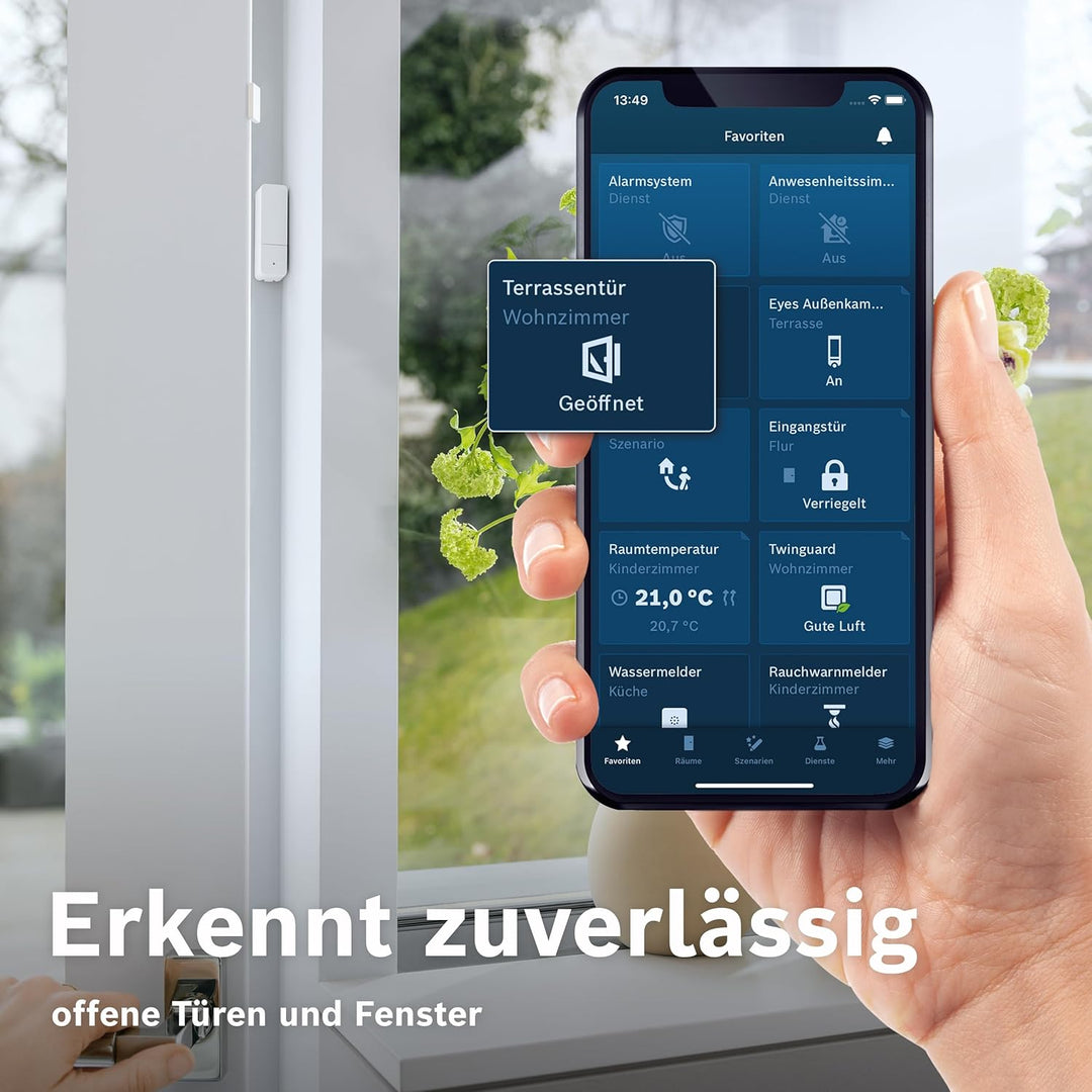 Bosch Smart Home Tür-/Fensterkontakt II [+M], smarter Sensor zum energieeffizienten Heizen und Einbr