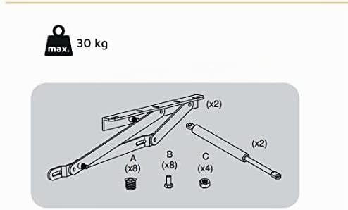 Emuca - Satz mit Hebevorrichtungen für Kanapee-Bett, Seitliches System 90 cm, Schwarz, Stahl, Seitli