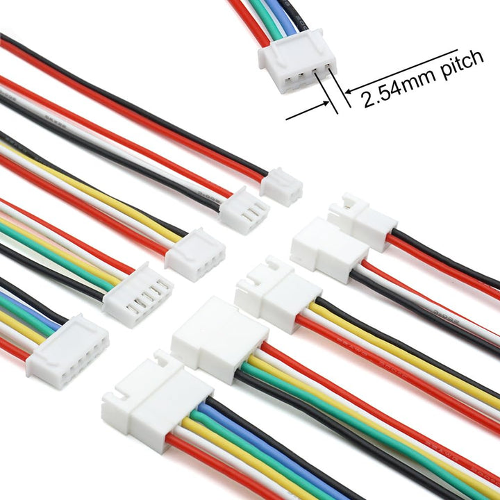 XH 2,54 mm Stecker-Set, JST XH kompatibel, 2,5 mm Rasterung, männlich, weiblich, Stecker und 22 AWG