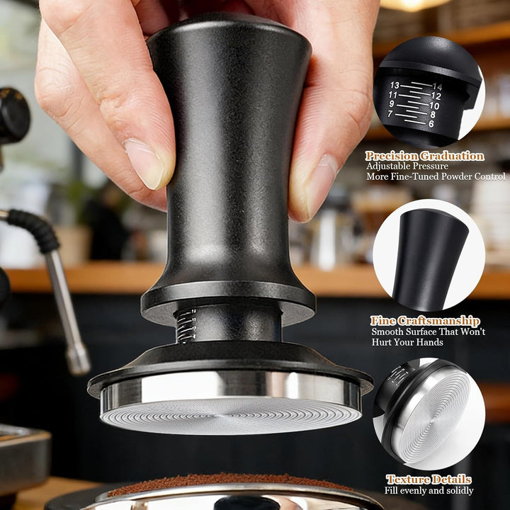 Kaffee Tamper 58mm mit einstellbarem Druck & automatischem Federmechanismus - Edelstahl Basis für gl