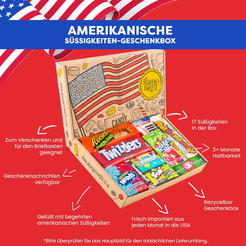 Amerikanische Süssigkeiten Box | USA Candy & Schokolade | American Sweets Geschenkbox | Top Import S