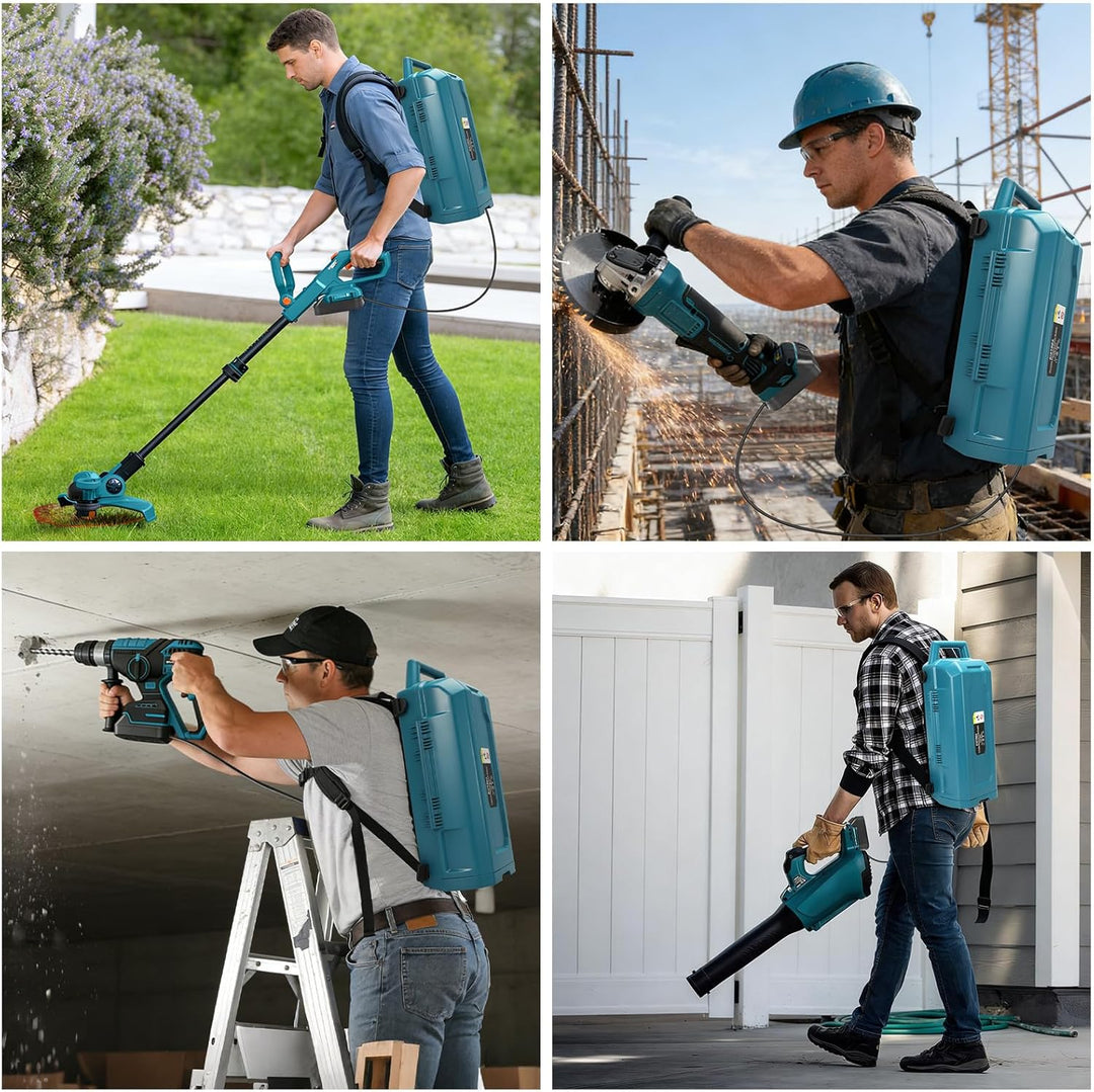 Akku Rucksack für Makita 18V Akku (Ohne Batterie), Tragbar Kraft Liefern Rucksack mit 4 Batterien Au