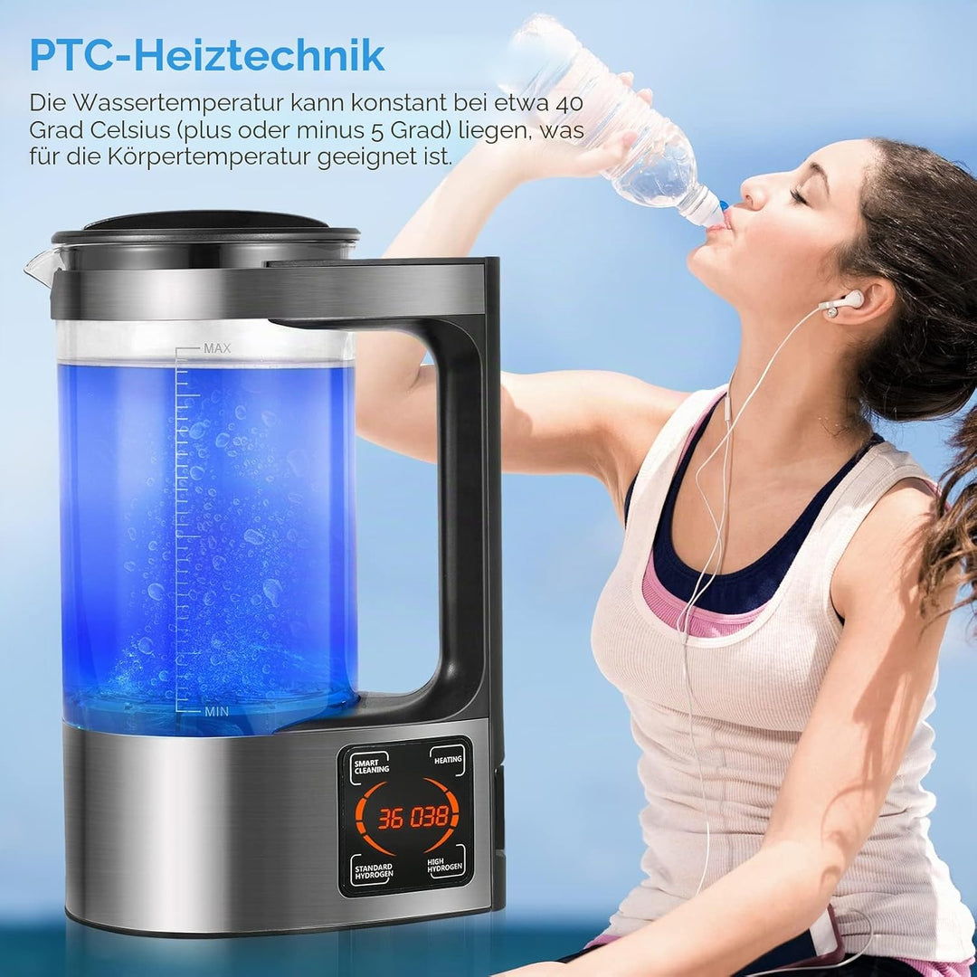 Wasserstoff Generator, 2L Wasserstoff Wassergenerator, Wasserstoffreiche Tragbar Wasserstoffgenerato