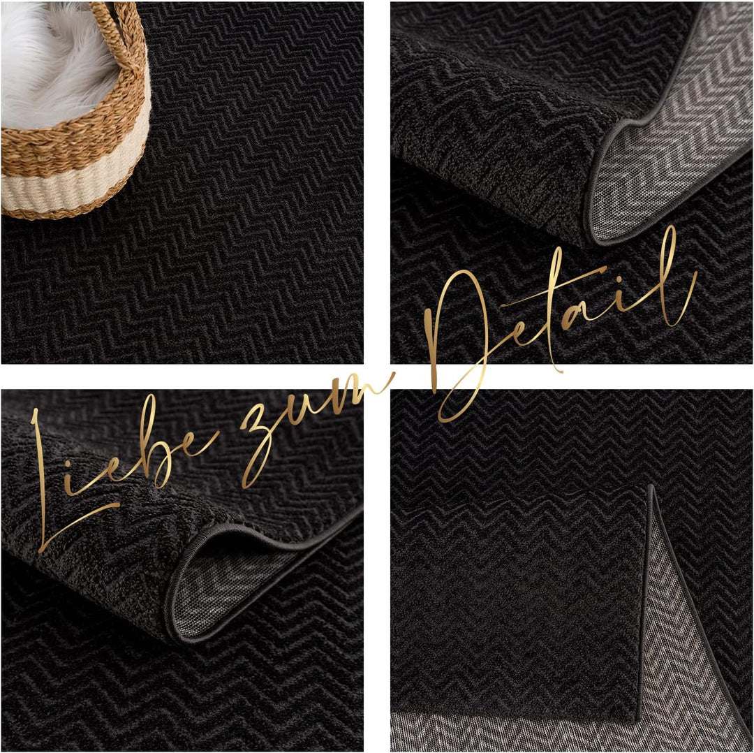 payé Teppich Wohnzimmer - Anthrazit - 120x170cm - Meliert Muster - Einfarbig - Hoch Tief Effekt - Ku