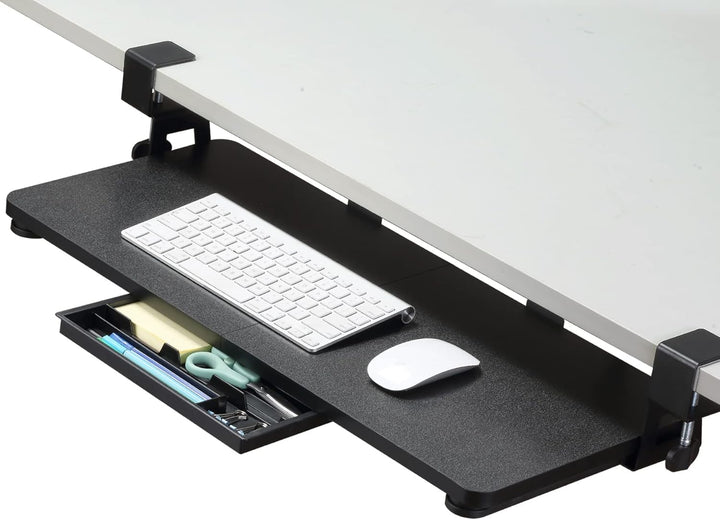 ETHU Tastaturablage, 68 x 30 cm grosse Tastaturablage unter dem Schreibtisch mit C-Klemmhalterung, C