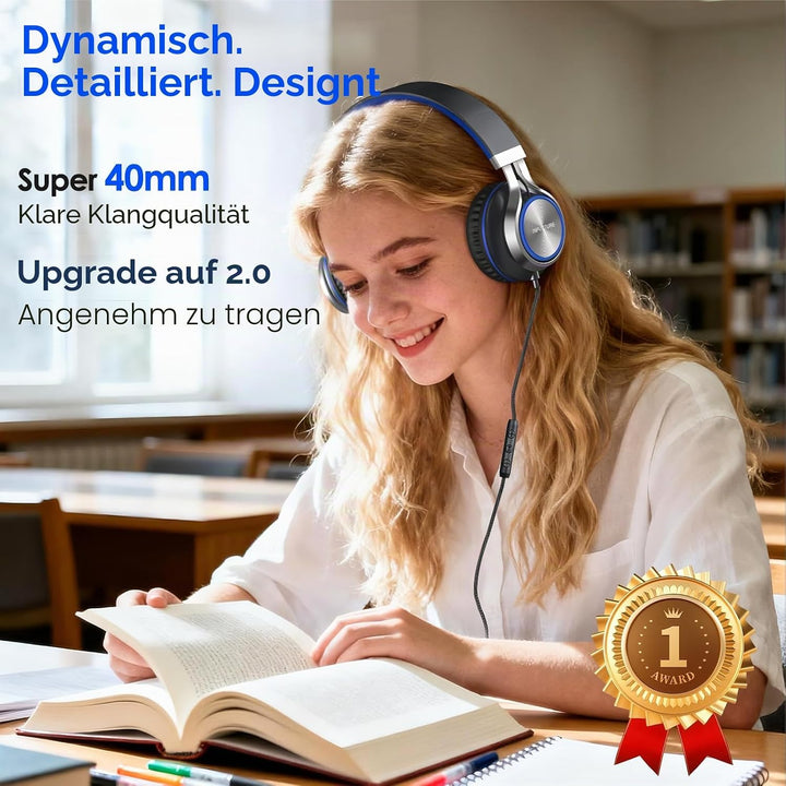 INFURTURE USB-C-Kopfhörer mit Mikrofon und Lautstärkeregler, Nur 191g Over Ear kopfhörer, Leicht Kop