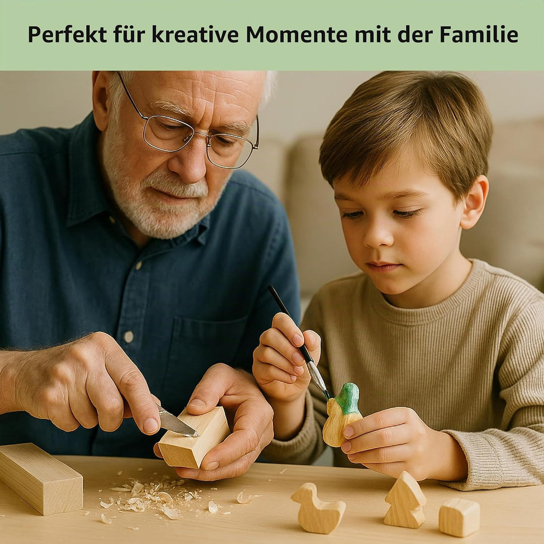 Lindenholz zum Schnitzen - 22 Stück Schnitzholz Rohlinge Set für Anfänger &amp; Kinder - Weiche Holzblöc