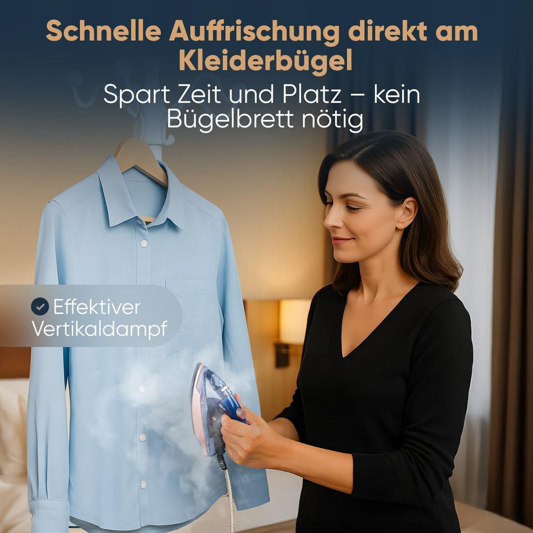 ProfiCare® Reisebügeleisen | Mini Bügeleisen mit klappbarem Griff | 800W | Keramiksohle | 40ml Wasse