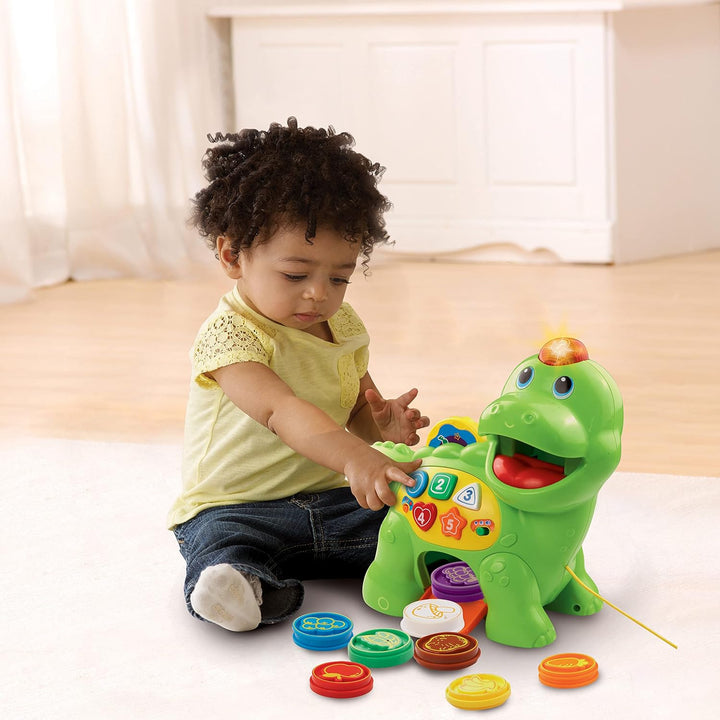 VTech Baby Fütter mich Dino – Sprechender Dinosaurier zum Füttern und Lernen, mit Liedern, Tasten un