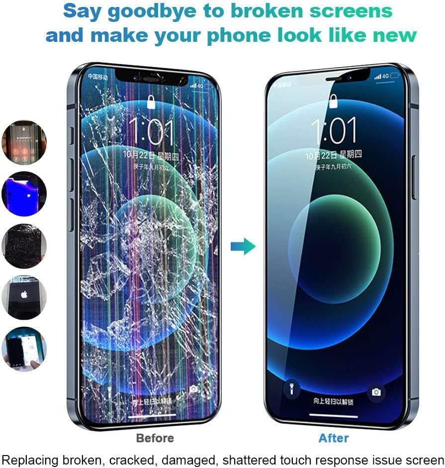 EFaith für iPhone 12/12 Pro Display, Ersatz Bildschirm 6.1 Zoll Full HD Bildschirm,Displayrahmen 3D