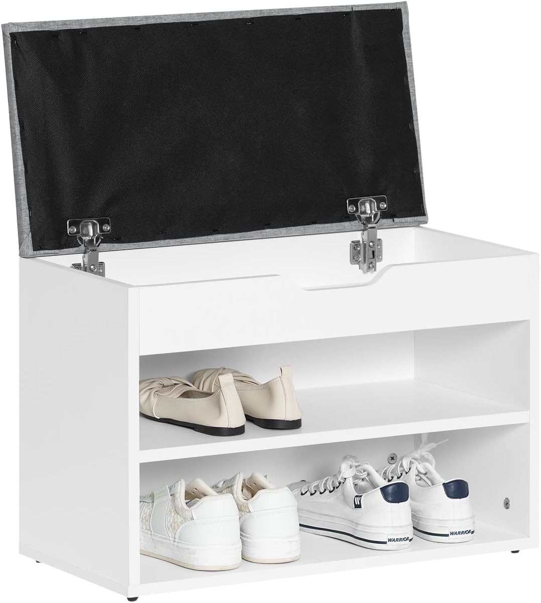 SoBuy FSR25-HG Schuhbank mit Sitzfläche Sitzbank Schuhregal Schuhschrank, Schuhtruhe Hellgrau BHT ca