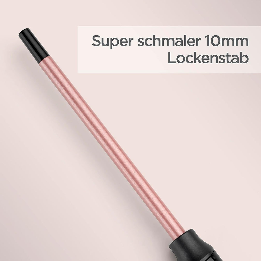 BaByliss 10mm Curling Wand Lockenstab mit Quartz-Keramik Beschichtung für Enge Afro-Locken, rosa Sch