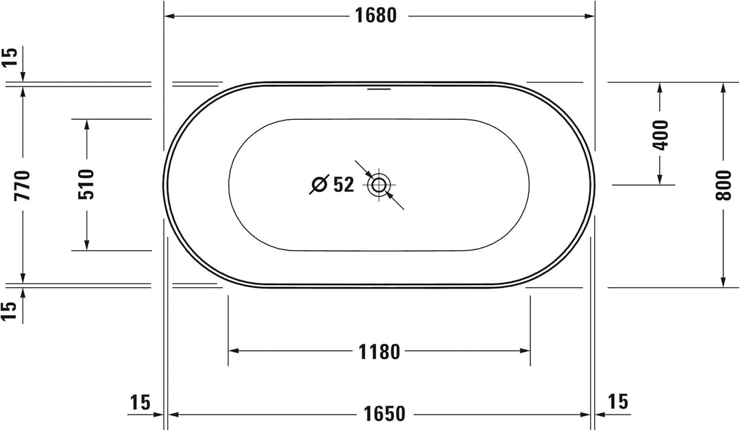 DURAVIT Freistehende Badewanne aus Acryl Standbadewanne DuraMuna in Weiss glänzend 170x80 cm Füllmen