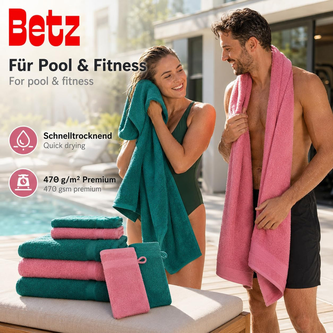 Betz 10-TLG. Handtuch-Set Premium 100% Baumwolle 2 Duschtücher 4 Handtücher 2 Gästetücher 2 Waschhan
