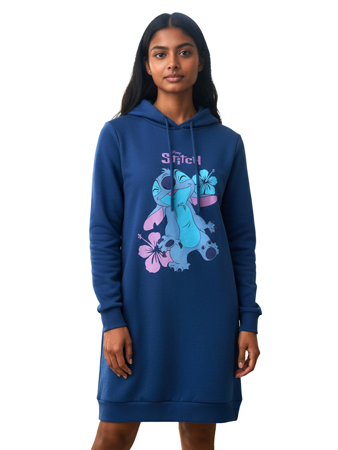Disney Lilo &amp; Stitch Sweatkleid für Damen - Oversize Hoodie Kapuzenpullover lang Sweatshirt Langarm