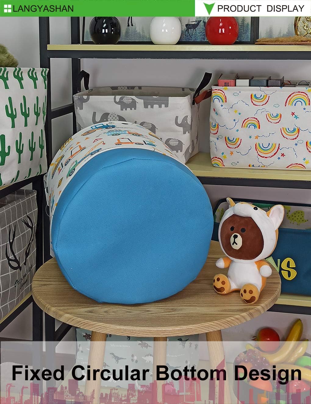 LANGYASHAN Aufbewahrungskorb, Baumwolle, faltbar, für Mädchen, Wäschekorb, Spielzeugkorb, Geschenkkö