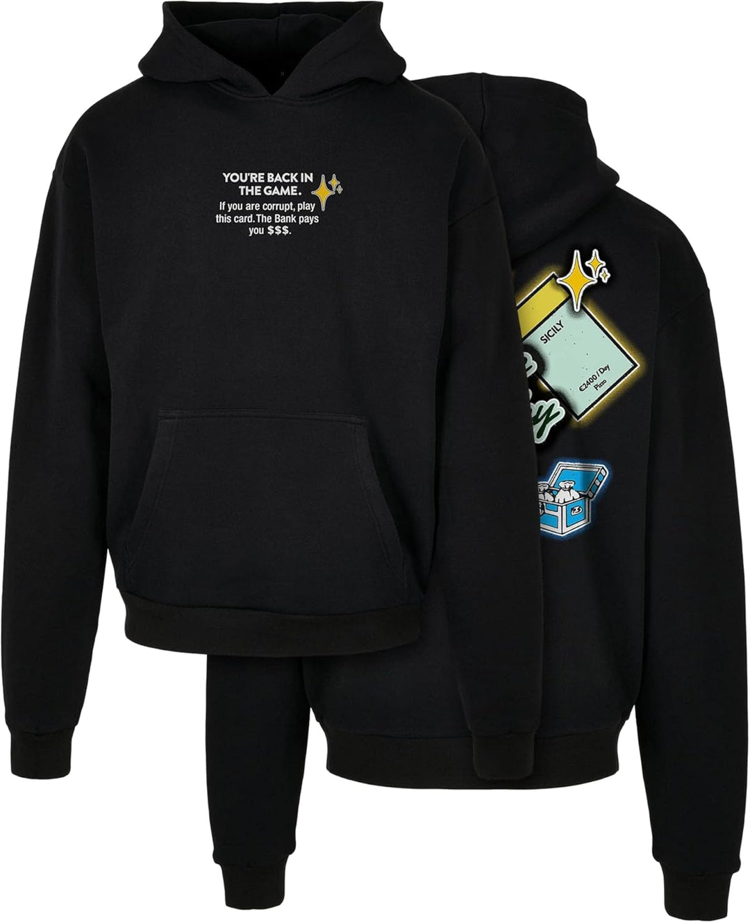 Mister Tee Herren Intepol Ultraheavy Oversize Hoodie, Männer Kapuzenpullover, erhältlich in Black, G