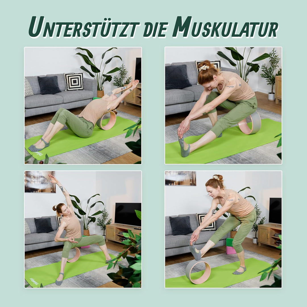 Relaxdays Yogarad, Ø 32 cm, Kunststoff, Schaumstoff, rutschfest, für Rückenübungen, Dehnbarkeit, Yog