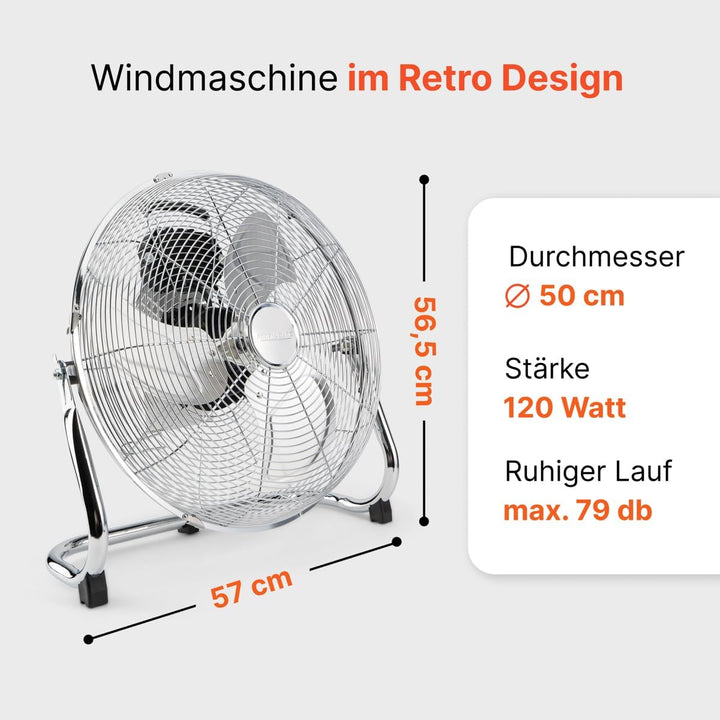 ProfiCare® XL Windmaschine mit 50 cm Ø | Ventilator verstellbarer Winkel | Bodenventilator 3 Stufen