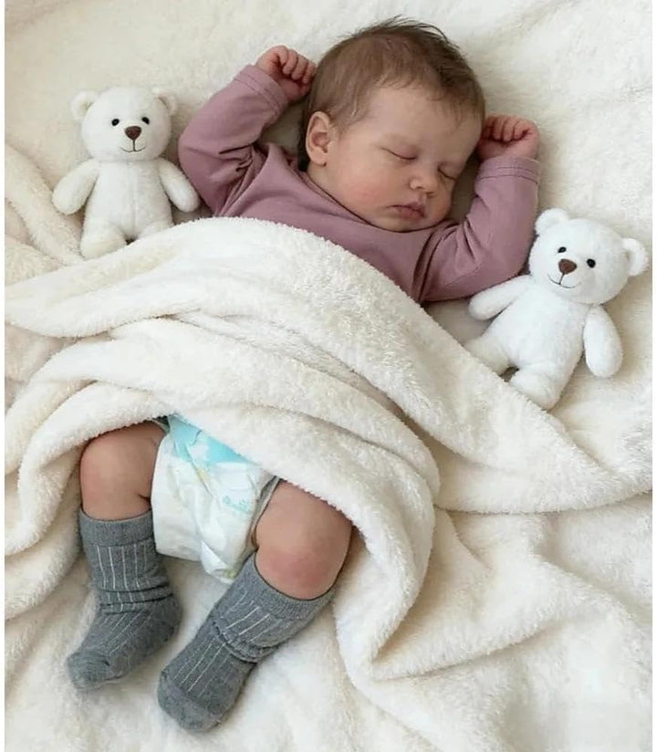 Zero pam Reborn Baby Vollsilikon Lebensecht Jungen, 50CM Reborn Baby Junge Silikon Puppe Mit Haaren,