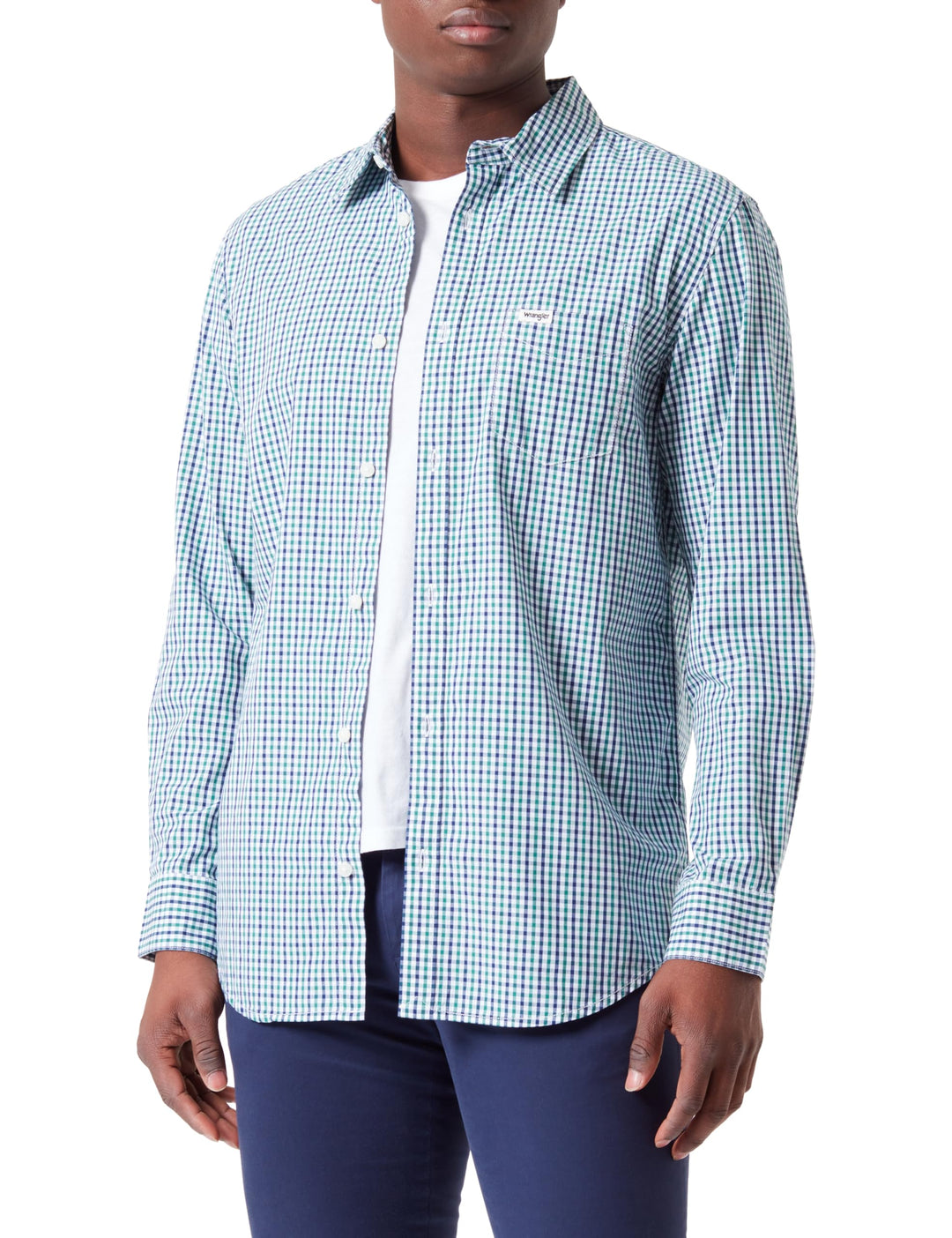 Wrangler Herren Shirt, M Green/Navy