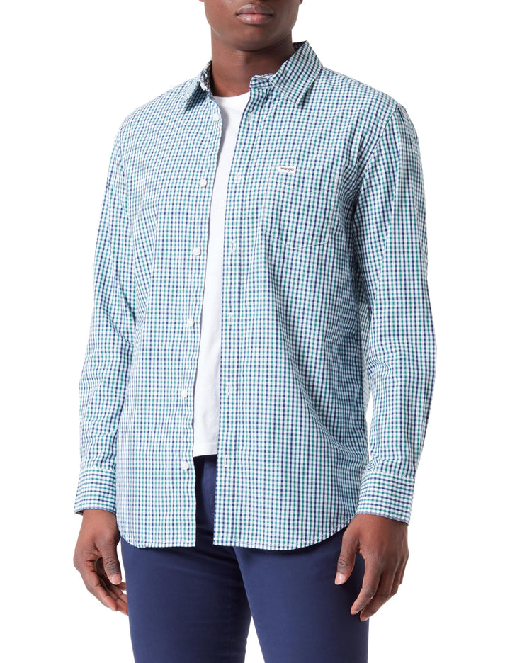 Wrangler Herren Shirt, M Green/Navy