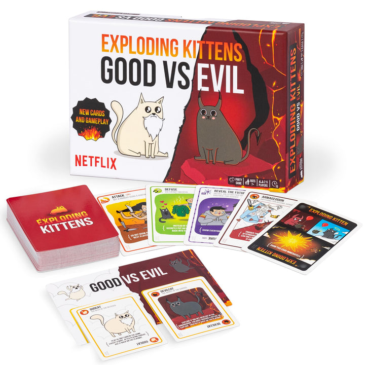 Exploding Kittens - Good vs. Evil - 2-5 Players - Ages 7+ - Inspired by Netflix Show - High Stakes F