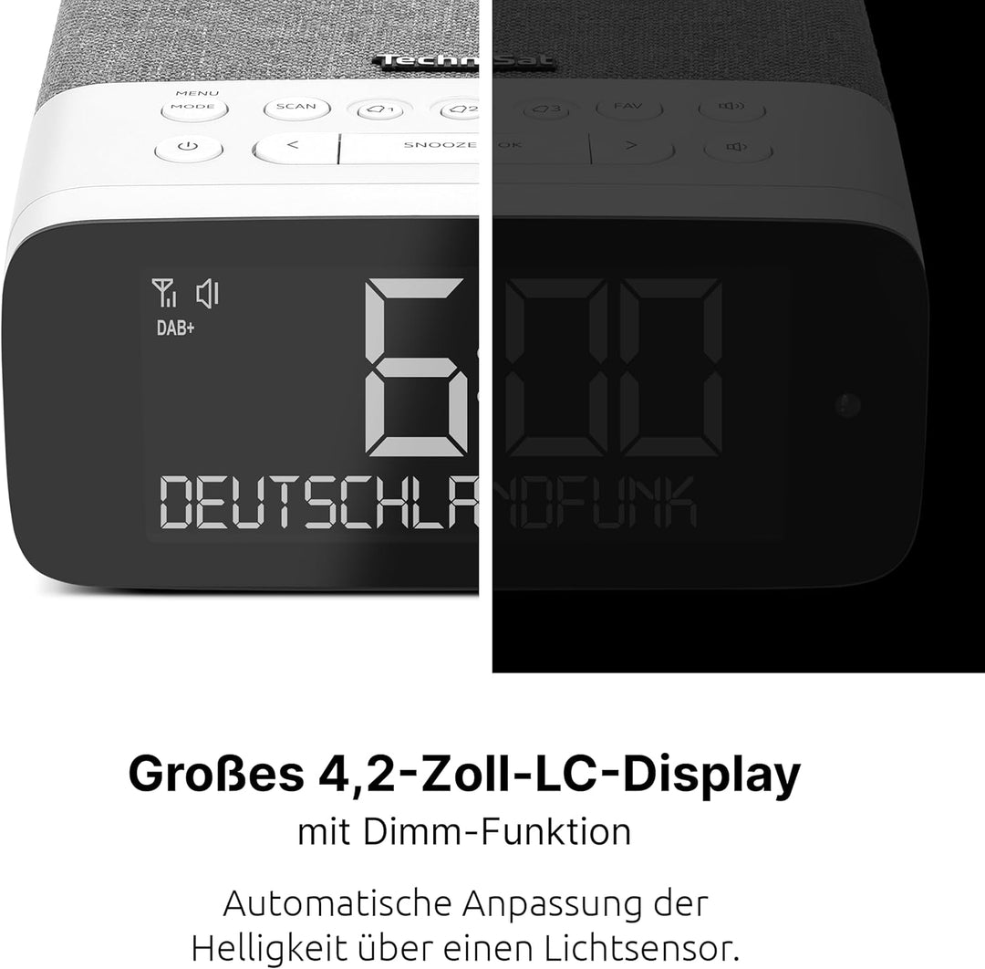 TechniSat DIGITRADIO 52 ASA – DAB+ Radiowecker mit Automatic Safety Alert (ASA, UKW, Wecker, Vier We