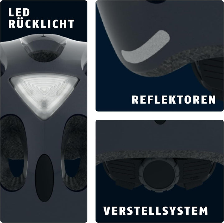 ABUS Stadthelm Youn-I ACE - Fahrradhelm für den Alltag - mit integriertem LED-Rücklicht - für Damen