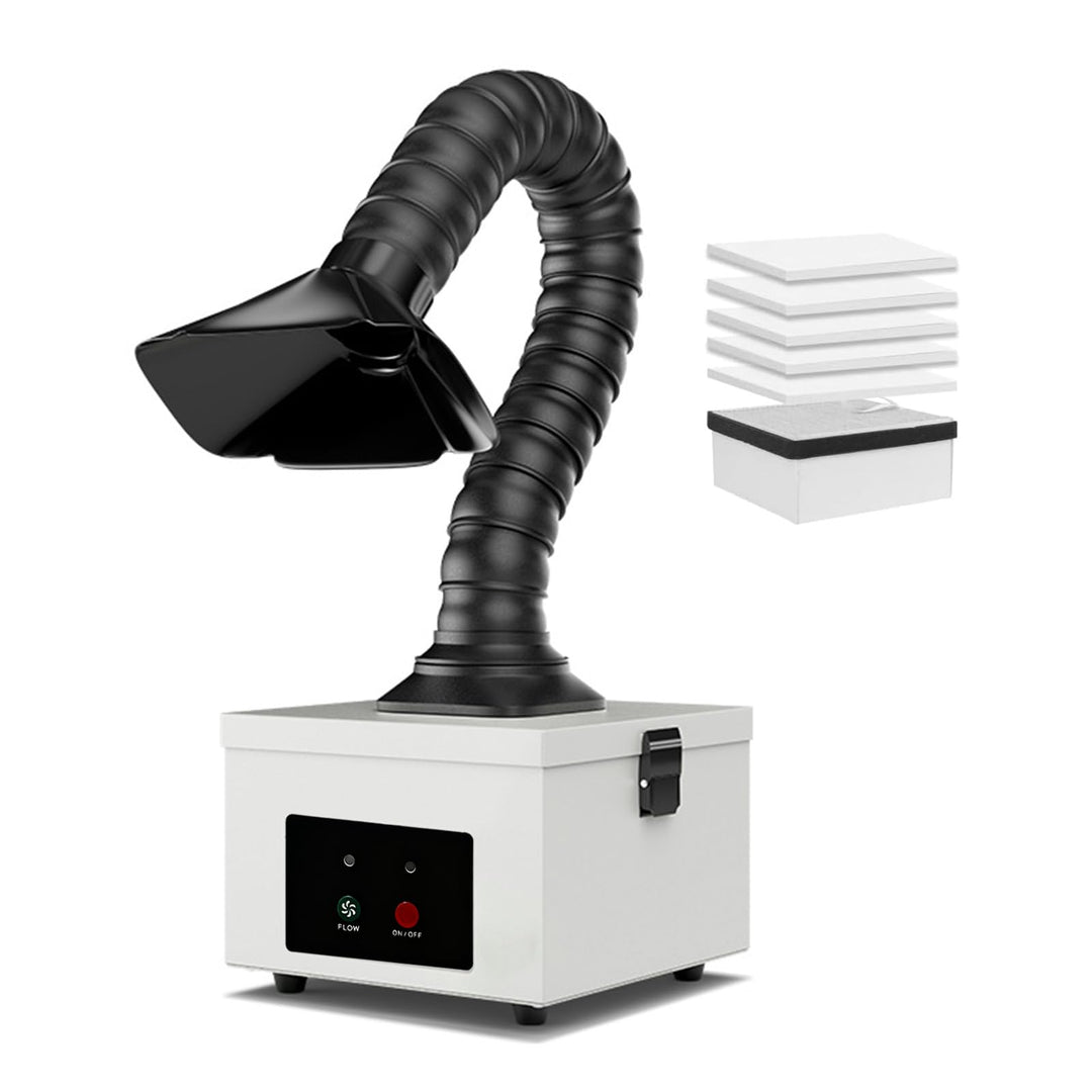 45W Lötrauchabsaugung mit 2 in 1 Komplex Filter, Inklusive 4 Ersatz-Vorfilter, Desktop Mobil Rauchab