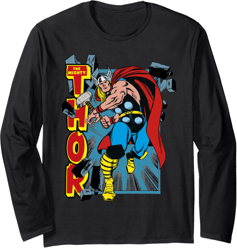 Marvel The Mighty Thor Bricks Flying Comic Page Langarmshirt