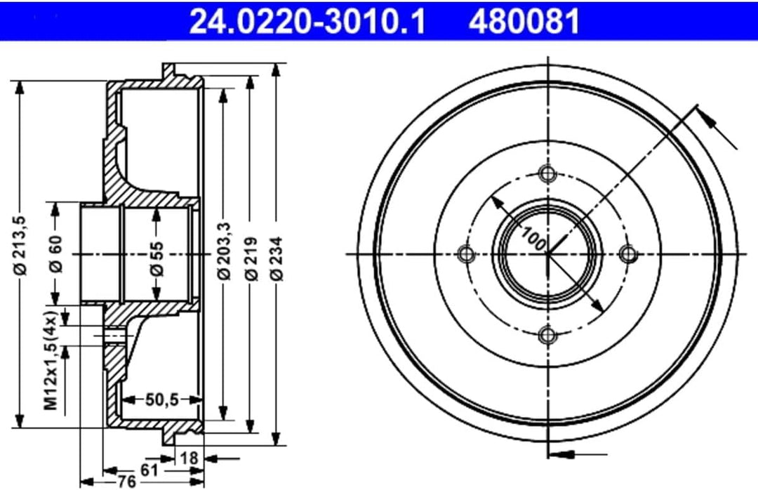 ATE 24022030101 Bremstrommel