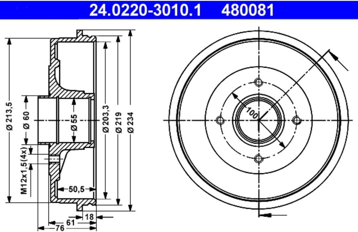 ATE 24022030101 Bremstrommel
