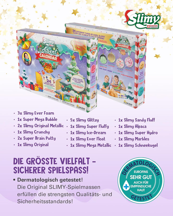 SLIMY Adventskalender Limited Edition mit 24 verschiedenen Spielmassen - Original Slime Geschenk-Set