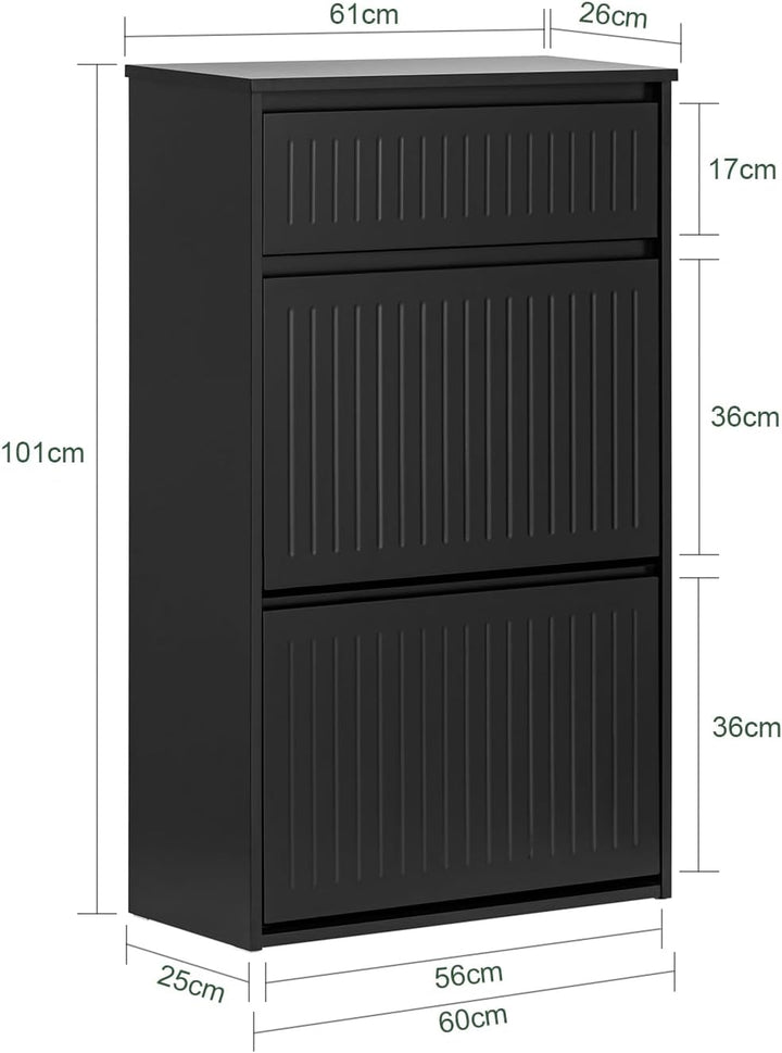 SoBuy Schuhkipper mit 2 Klappen Schuhablage Schuhschrank schmal Schuhregal mit 4 Ablageflächen Schuh