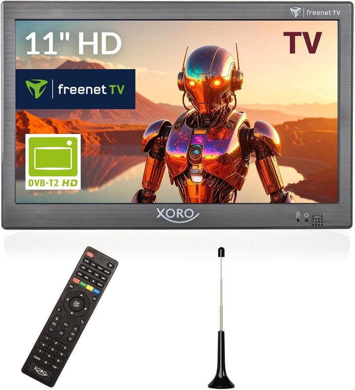 Xoro PTL 1050 V2 - 10.1" Tragbarer DVB-T/T2 Fernseher, Irdeto-Entschlüsselungssystem (inkl. 6 Monate