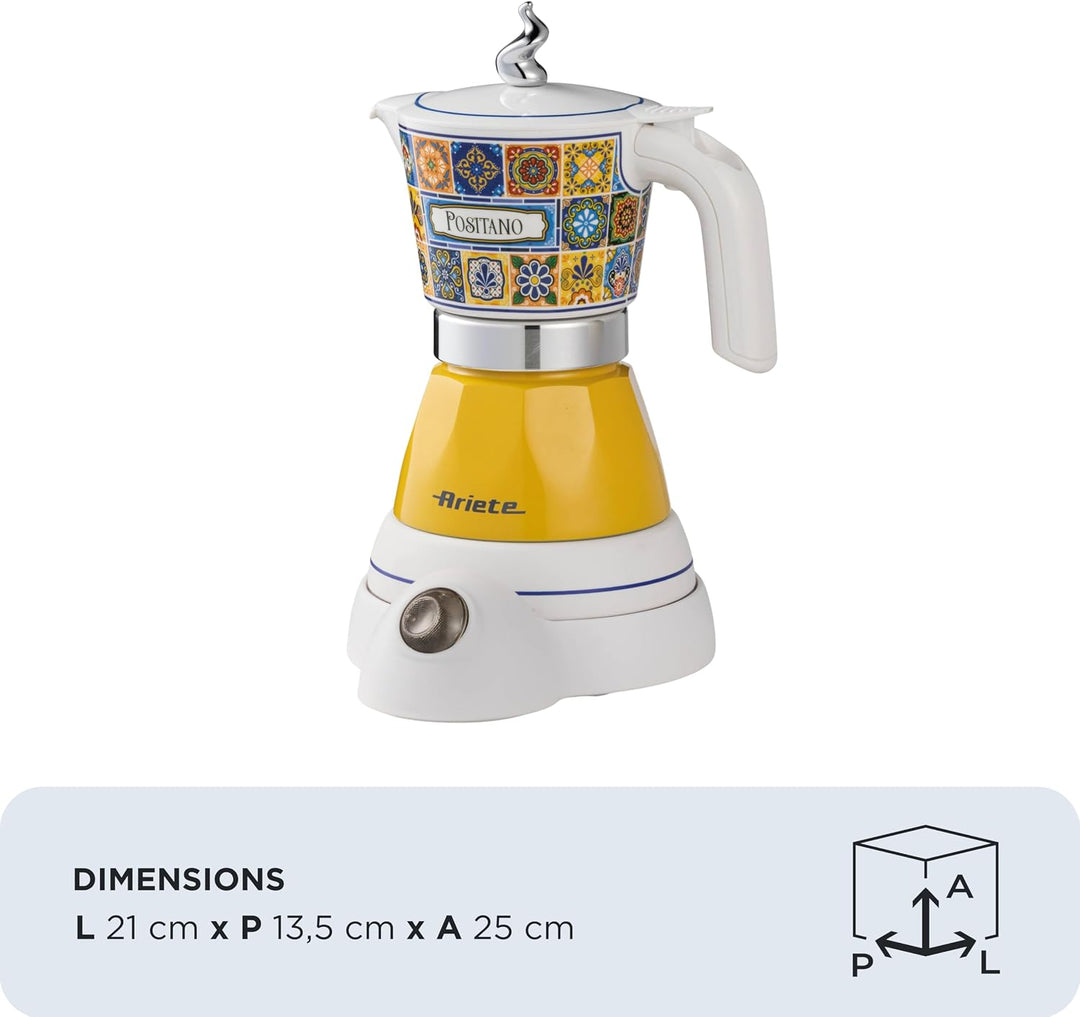 Ariete 1358/1P Espressokocher Aroma Positano, elektrisch, 400 W, 2/4 Tassen, kabellos, automatische