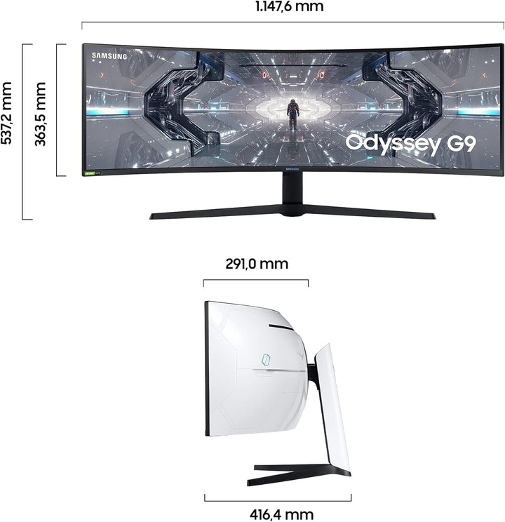 Samsung Odyssey G9 Curved Gaming Monitor C49G94TSSP, 49 Zoll, VA-Panel, QLED, DQHD-Auflösung, AMD Fr