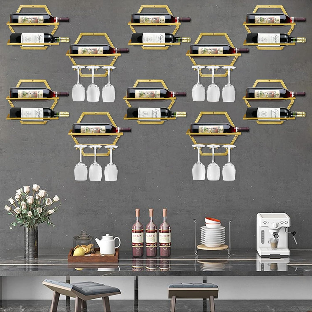 Giyiprpi Metall Wandmontierter Weinhalter Stemware Glass Rack, 2Pcs Hängendes Glas Weinregal Wandbeh