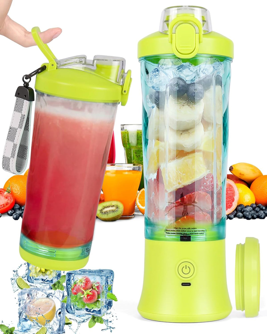 Dreamhigh® Mixer Smoothie Maker, 600ml Tragbarer Mixer für Smoothies und Shakes mit 6 Klingen, 4000m