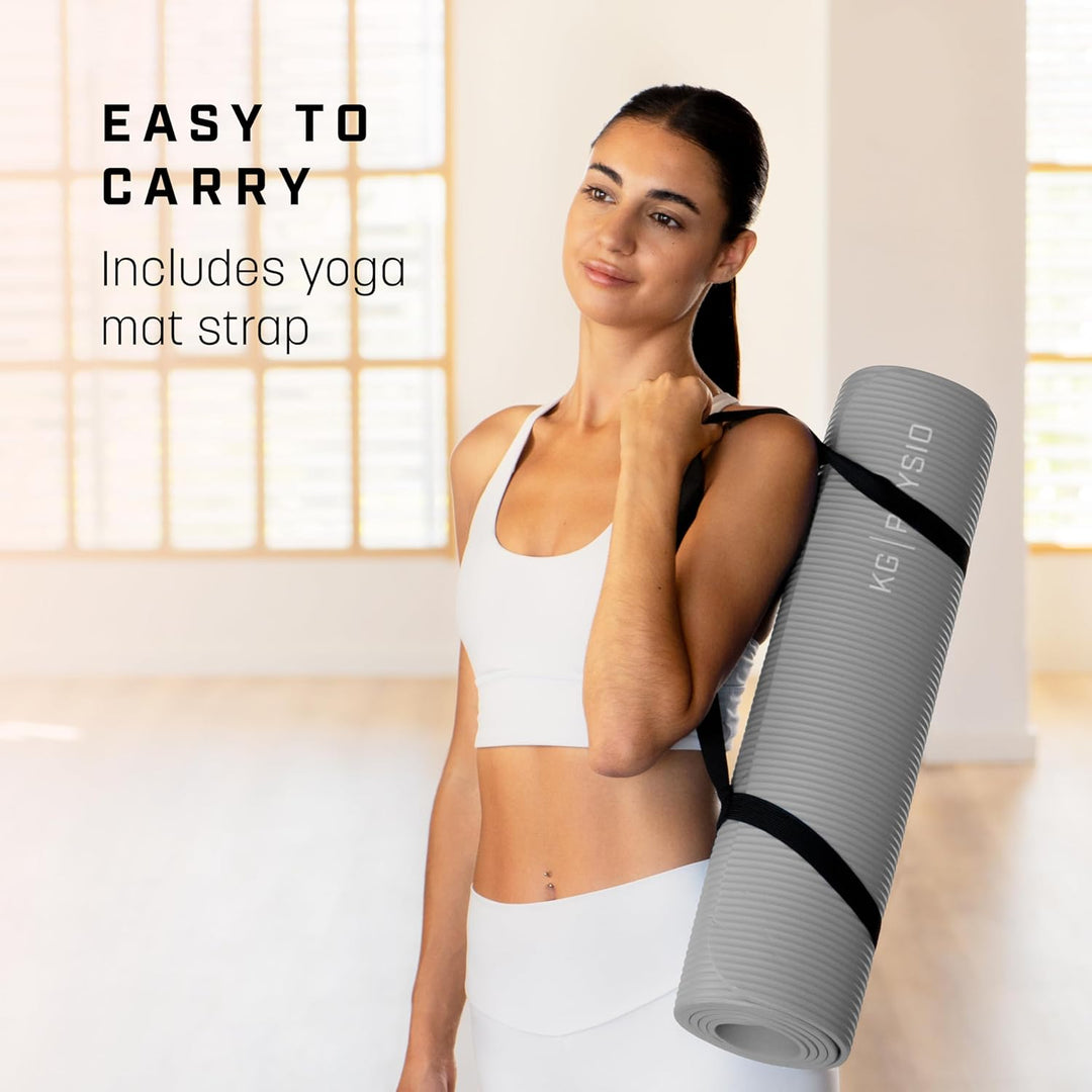 KG Physio Yogamatte Rutschfest und Gepolstert - Yoga Matte mit Tragegurt, Fitnessmatte, Turnmatte, S