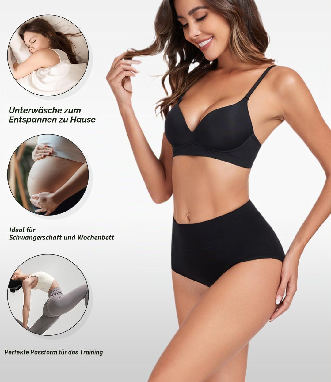 wirarpa Unterhosen Damen Baumwolle Unterwäsche Frauen Taillenslip Hohe Taille Slip 5er Pack, Dunkel