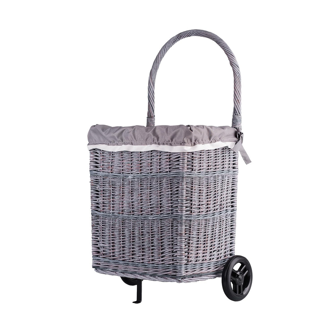 Kaminholzkorb auf Rollen Trolley fahrbar aus Vollweide Kaminkorb Halbrund Rollkorb aus Weide für Kam