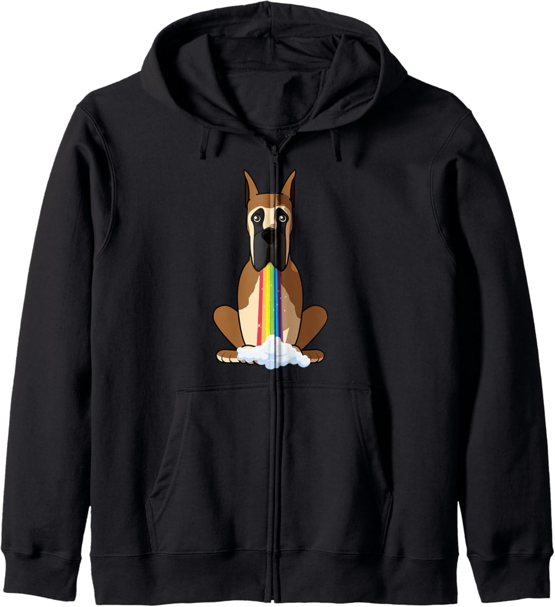 Lustige Deutsche Dogge Hund in bunten Regenbogen Maul Kapuzenjacke